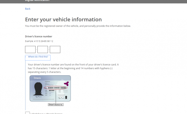 Digital Electronic Notification vehicle information